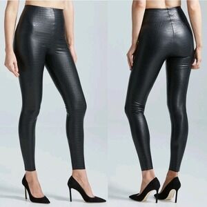 Commando Faux Leather Croc Leggings Black Size L Animal snake embossed Nwt